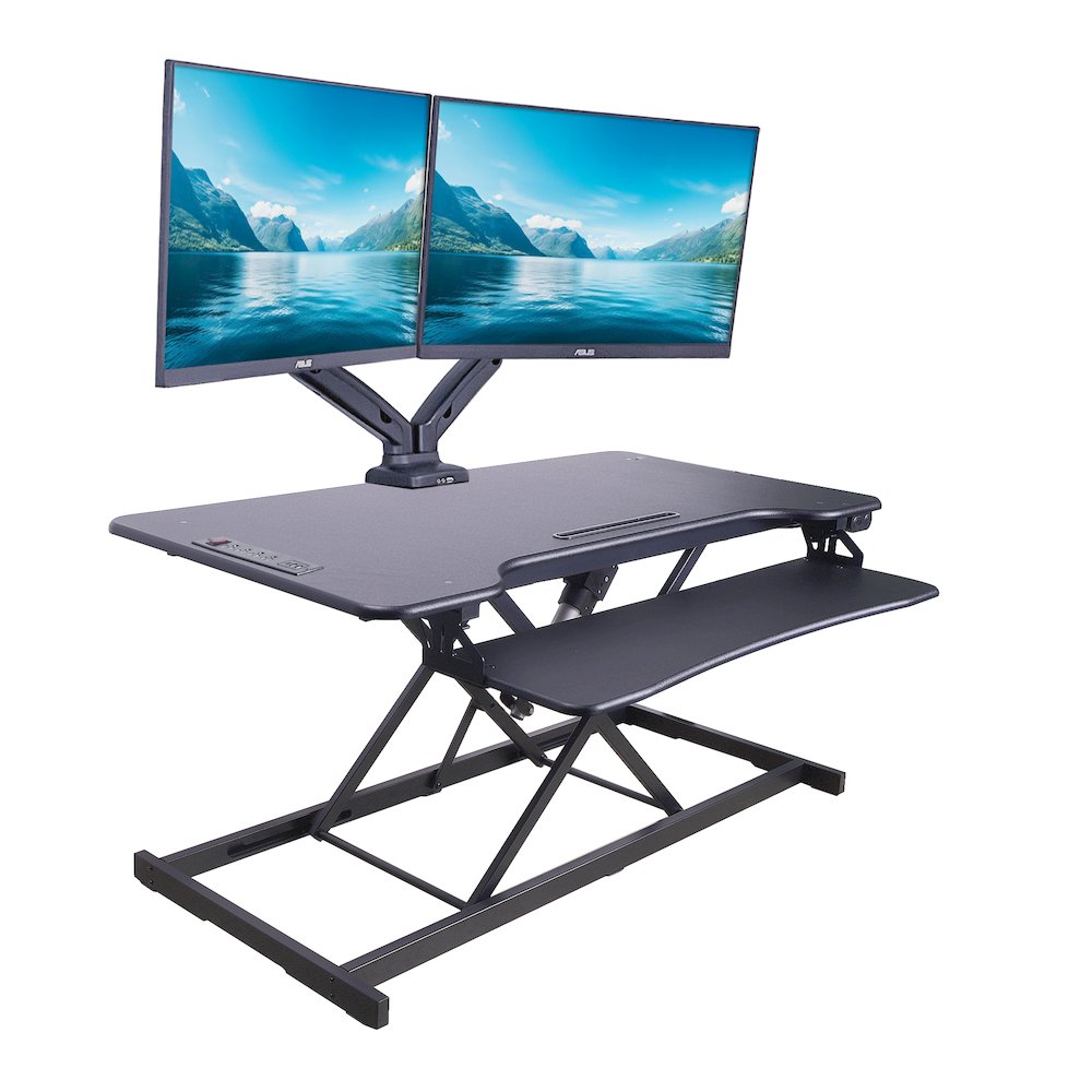 46" Electric Standing Desk Converter with AC Outlet USB Charger. Picture 2