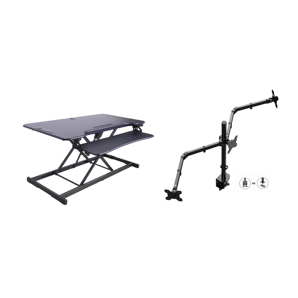 46" Electric Standing Desk Converter with AC Outlet USB Charger. Picture 1