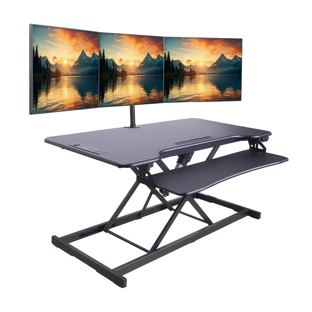 46" Electric Standing Desk Converter with AC Outlet USB Charger. Picture 6