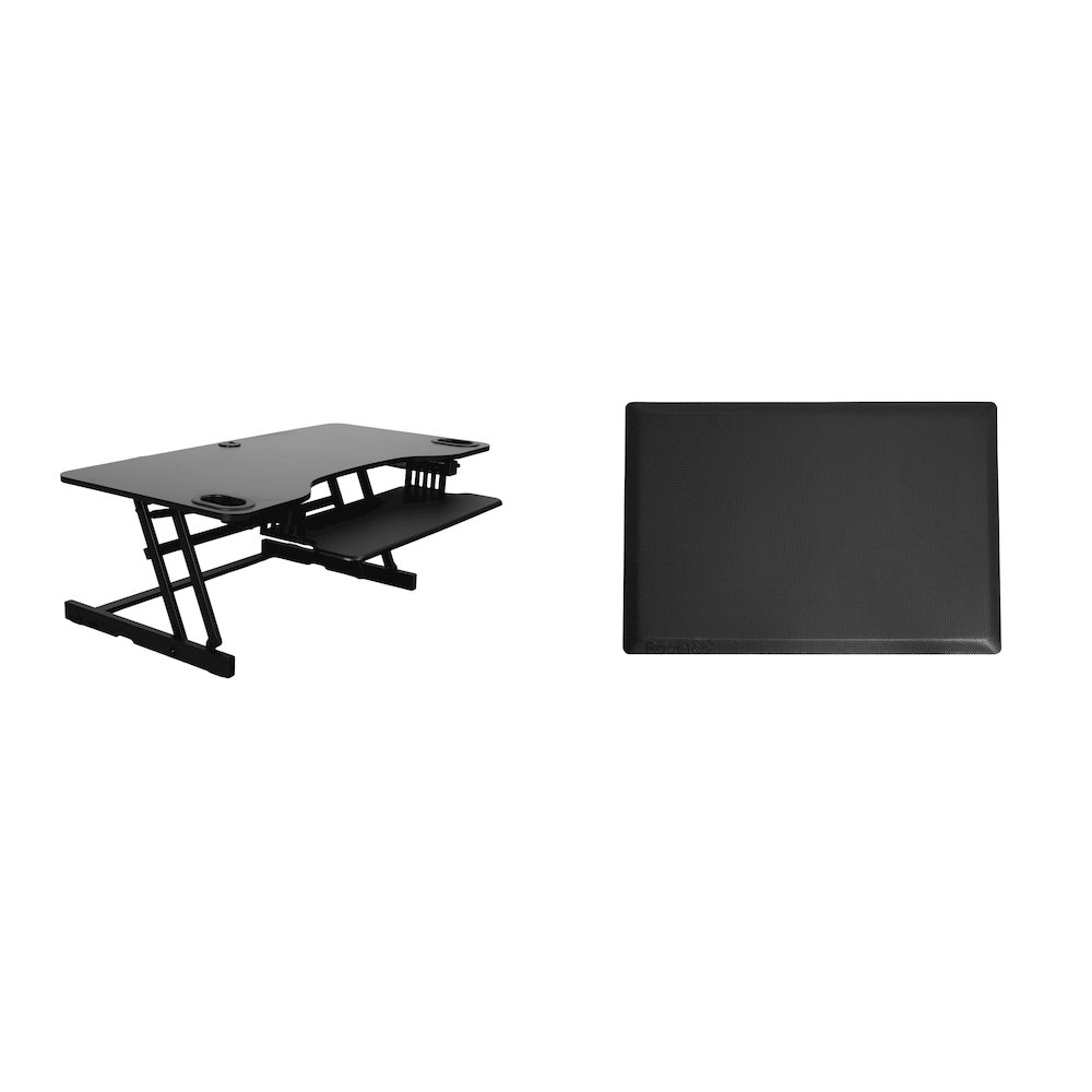 45" Height Adjustable Standing Desk Converter with Anti Fatigue Floor Mat. Picture 1