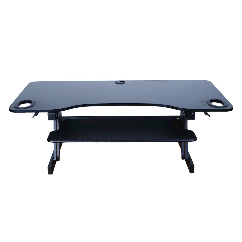 45" Height Adjustable Standing Desk Converter with Premium Dual Monitor Mount. Picture 5
