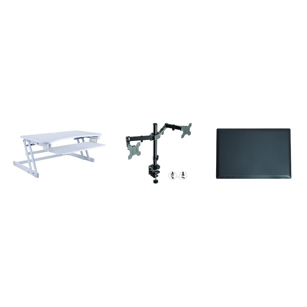 37.5" Height Adjustable Standing Desk Converter with Dual Monitor Mount and Anti-Fatigue Mat. Picture 2