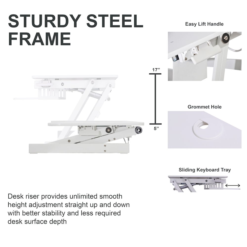 37.5" Height Adjustable Standing Desk Converter with Dual Monitor Mount and Anti-Fatigue Mat. Picture 4