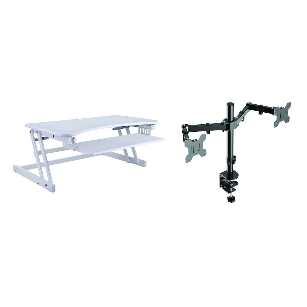 37.5" Height Adjustable Standing Desk Converter with Dual Monitor Mount. Picture 1