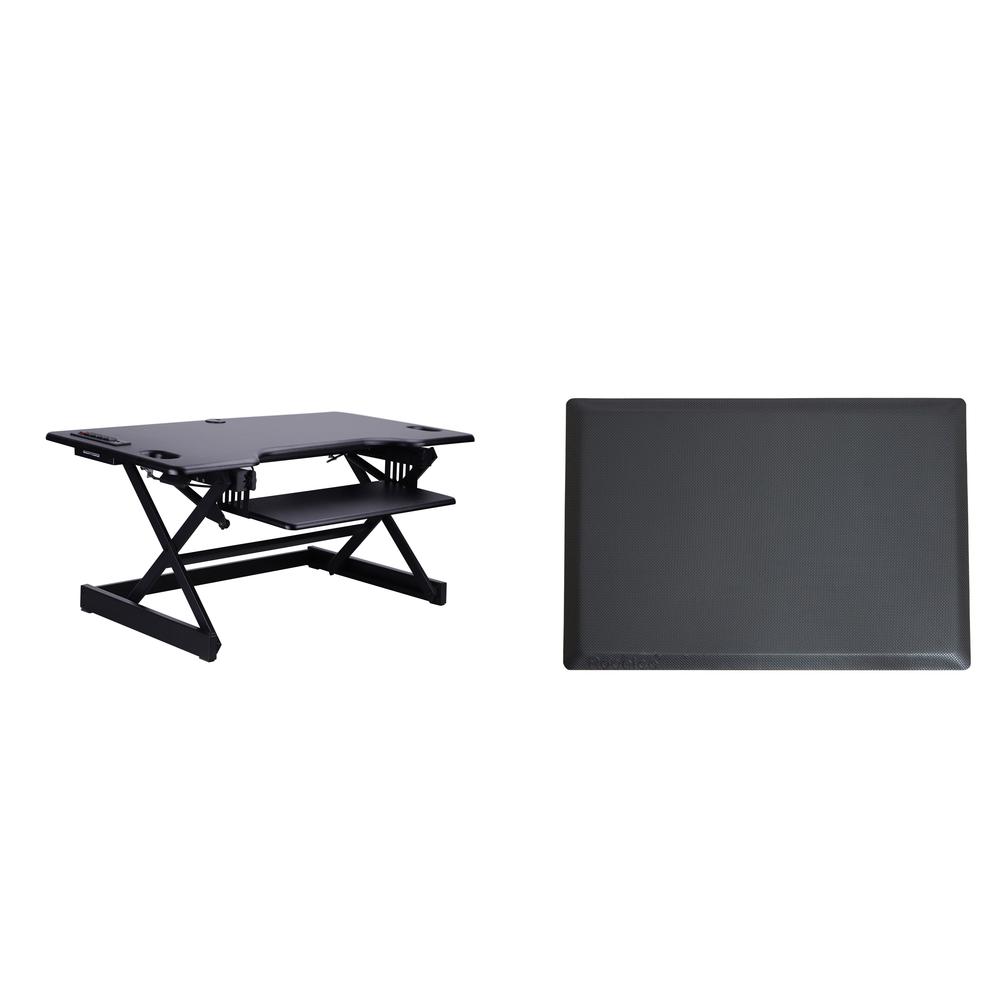 Rocelco 46" Height Adjustable Standing Desk Converter with Anti Fatigue Mat BUNDLE. Picture 1