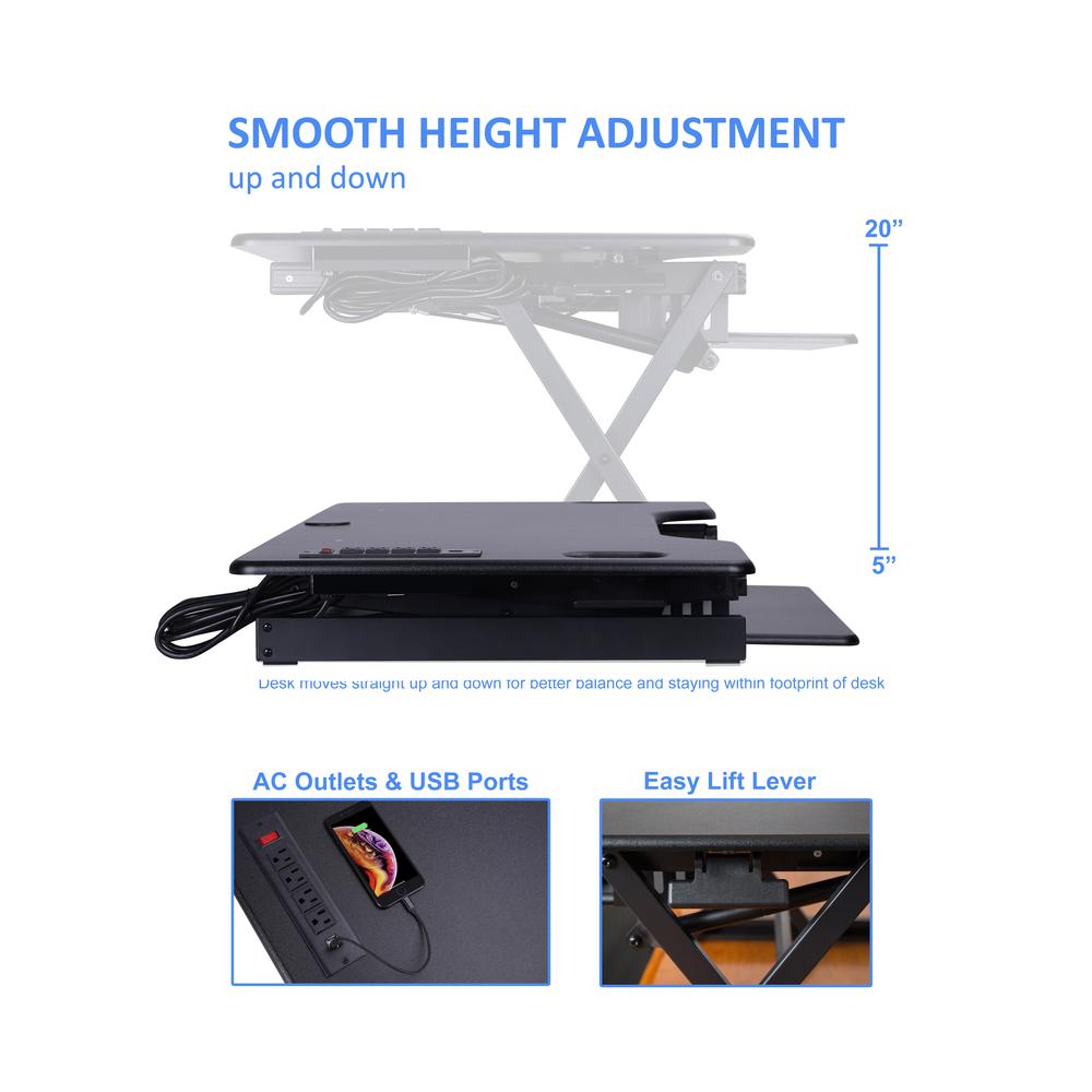 Rocelco 46" Height Adjustable Standing Desk Converter with Double Monitor Mount Arm BUNDLE. Picture 4
