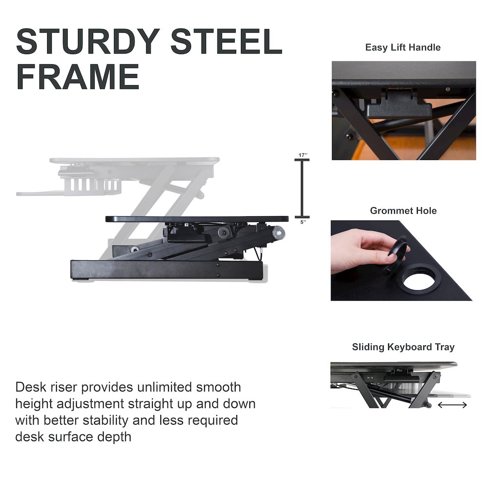 37.5" Height Adjustable Standing Desk Converter with Floor Stand BUNDLE. Picture 2