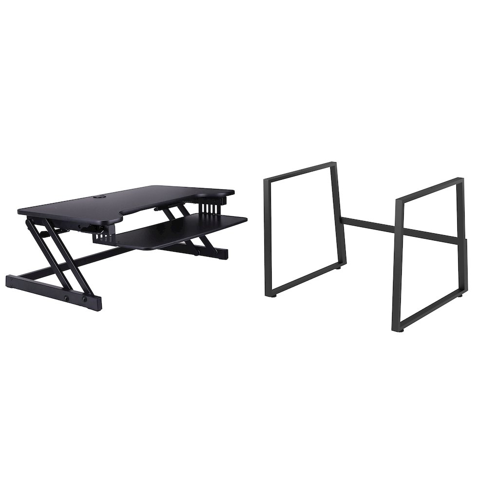 37.5" Height Adjustable Standing Desk Converter with Floor Stand BUNDLE. Picture 3