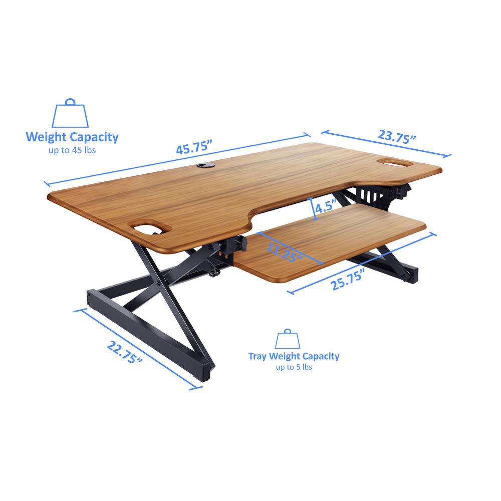 Rocelco 46" Large Height Adjustable Standing Desk Converter with Dual Monitor Stand BUNDLE. Picture 4