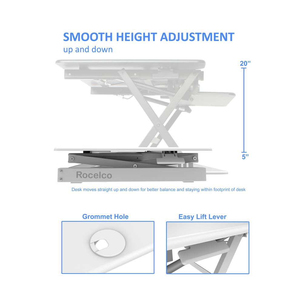 Rocelco 46" Large Height Adjustable Standing Desk Converter -Dual Monitor Stand BUNDLE. Picture 3