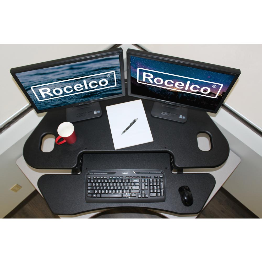 Rocelco 46" Height Adjustable Corner Standing Desk. Picture 3