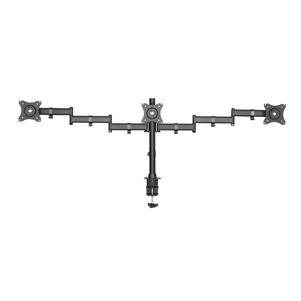Rocelco Premium Triple Monitor Desk Mount - VESA pattern Fits 13" - 27" LED LCD Flat Computer Screen - Three Articulated Full Motion Adjustable Arms - Grommet and C Clamp - Black (R DM3). Picture 6