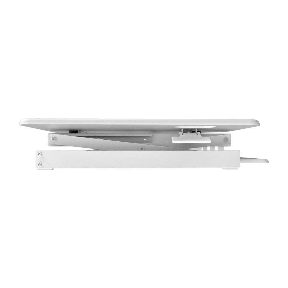 Rocelco 46" Large Height Adjustable Standing Desk Converter with Triple Monitor Mount BUNDLE - Quick Sit Stand Up Computer Workstation Riser - Retractable Keyboard Tray - White (R DADRW-46-DM3). Picture 7