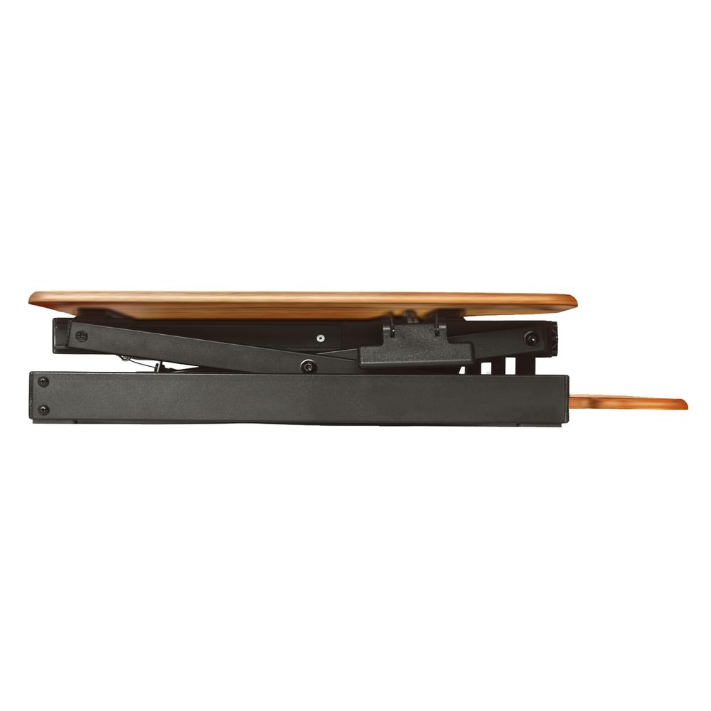 Rocelco 46" Large Height Adjustable Corner Standing Desk Converter - Quick Sit Stand Up Dual Monitor Riser - Gas Spring Assist Computer Workstation - Wide Keyboard Tray - Teak Wood Grain (R CADRT-46). Picture 5