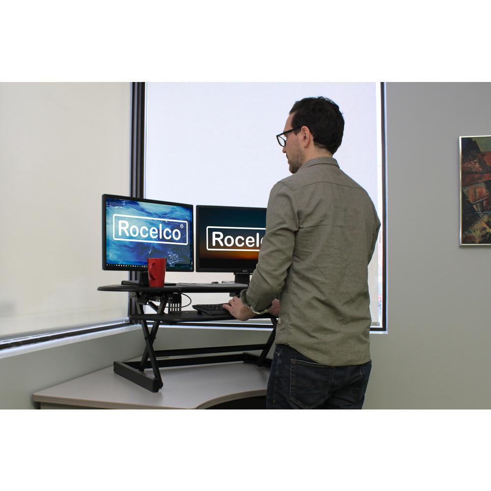 Rocelco 46" Height Adjustable Corner Standing Desk. Picture 2