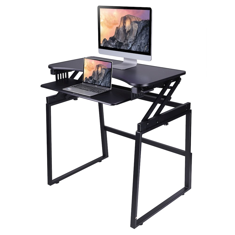 32" Height Adjustable Standing Desk Converter with Floor Stand BUNDLE. Picture 4