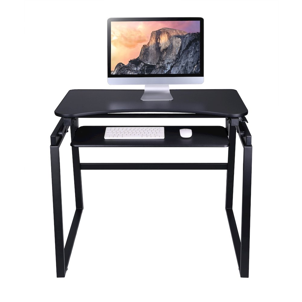 32" Height Adjustable Standing Desk Converter with Floor Stand BUNDLE. Picture 2