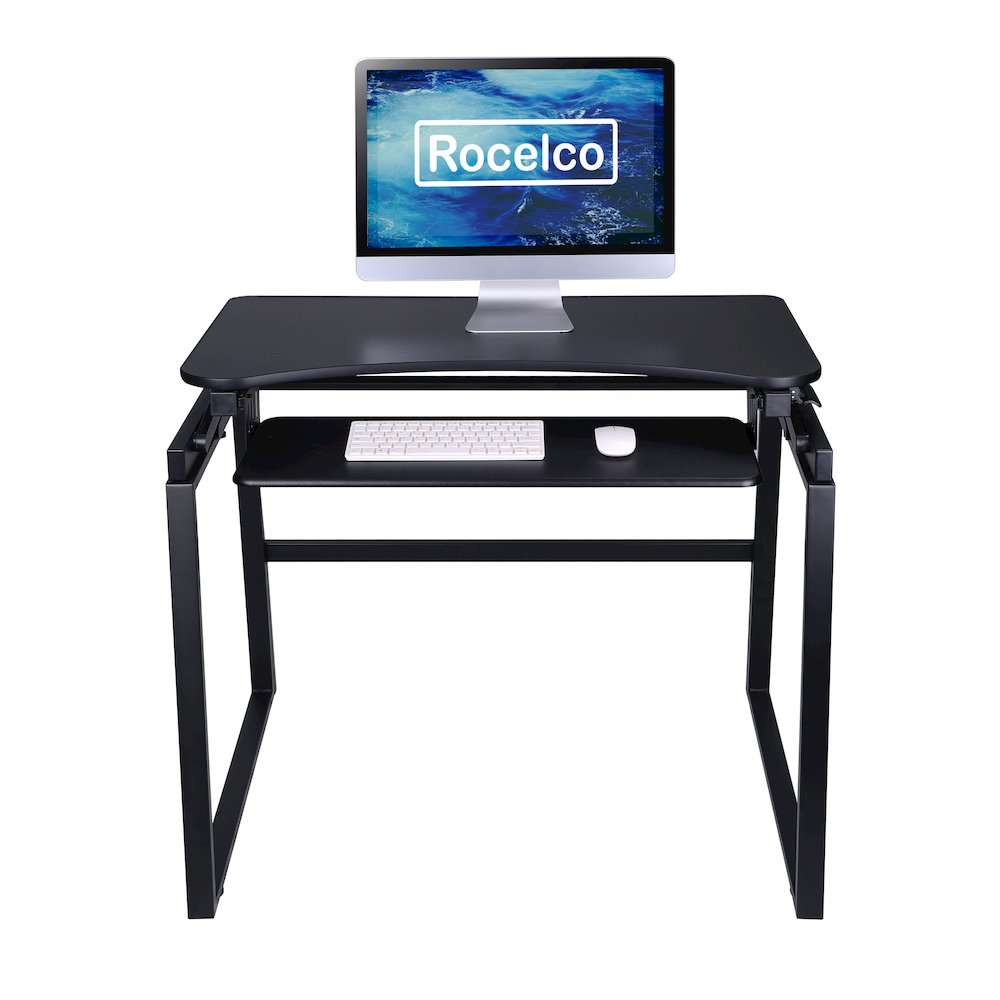 32" Height Adjustable Standing Desk Converter with Floor Stand BUNDLE. Picture 3