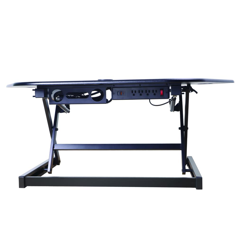 Rocelco 46" Height Adjustable Corner Standing Desk Converter with AC Outlet. Picture 6