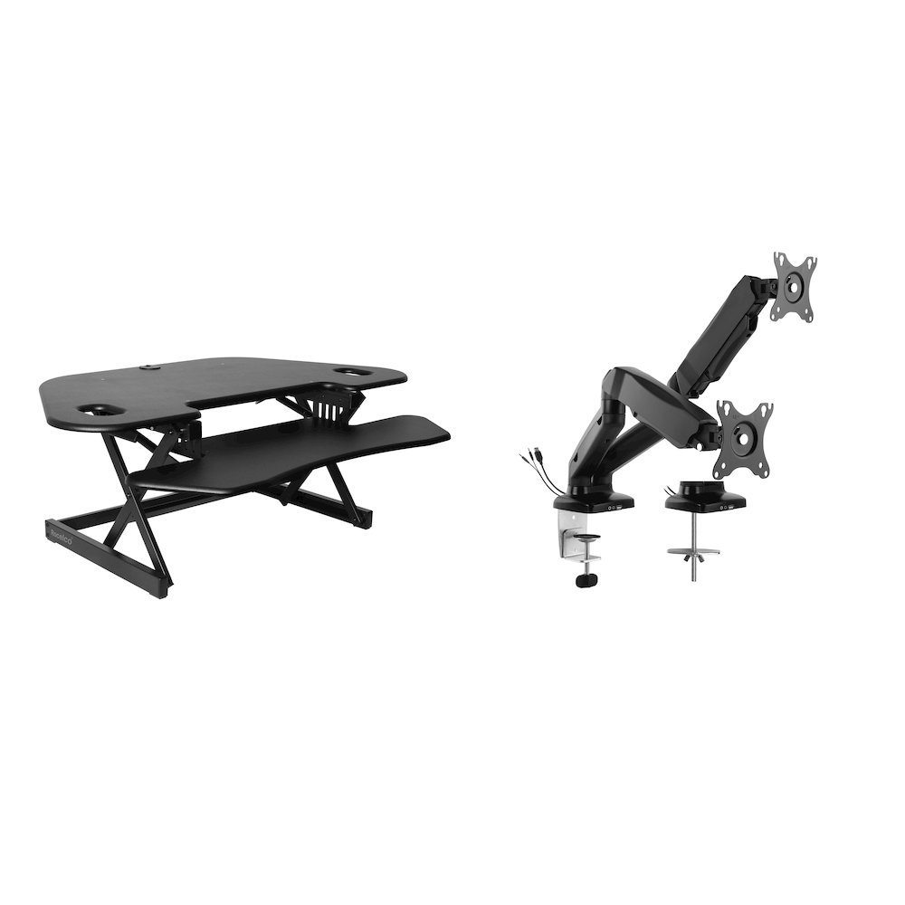 46" Height Adjustable Corner Standing Desk Converter. Picture 1