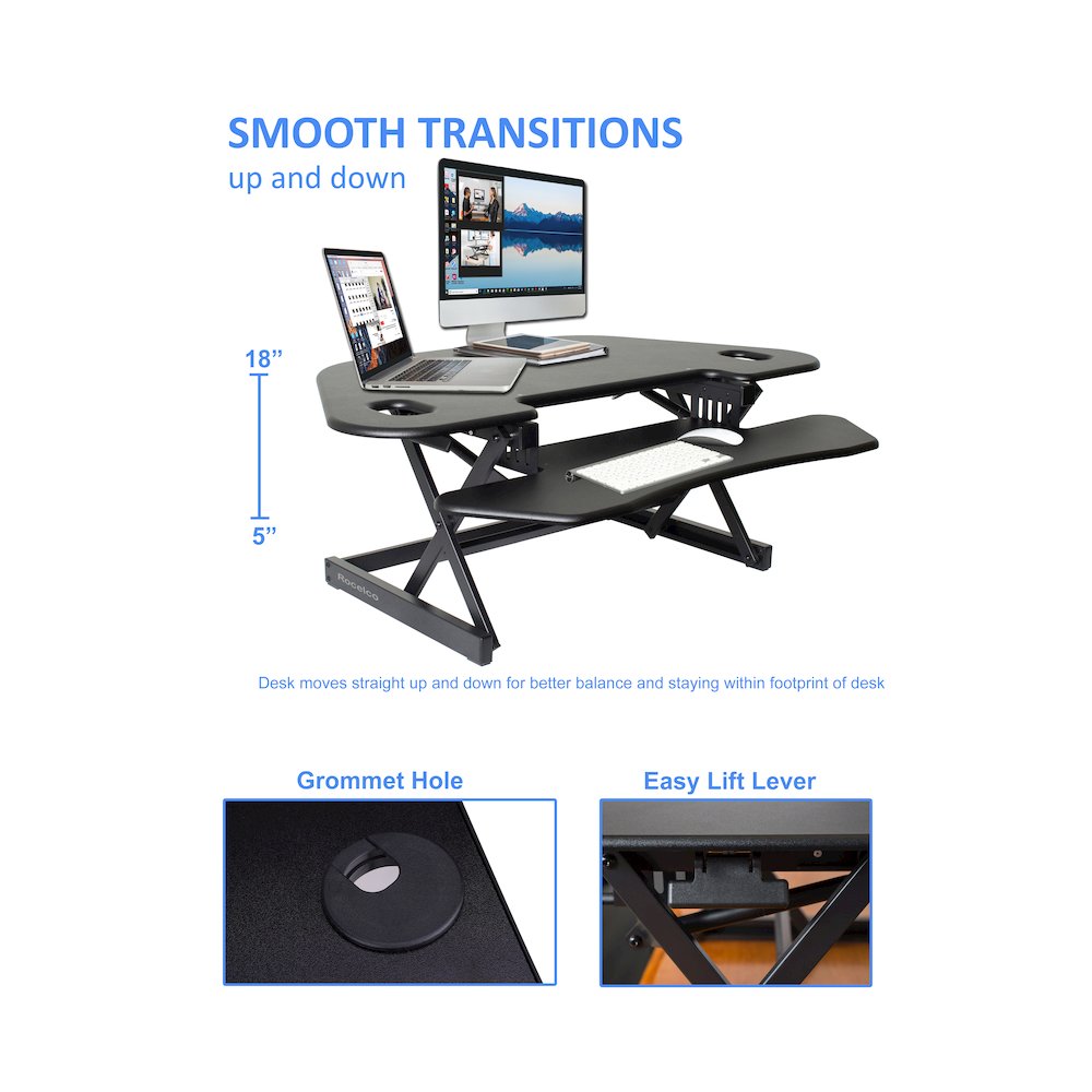 46" Height Adjustable Corner Standing Desk Converter. Picture 2