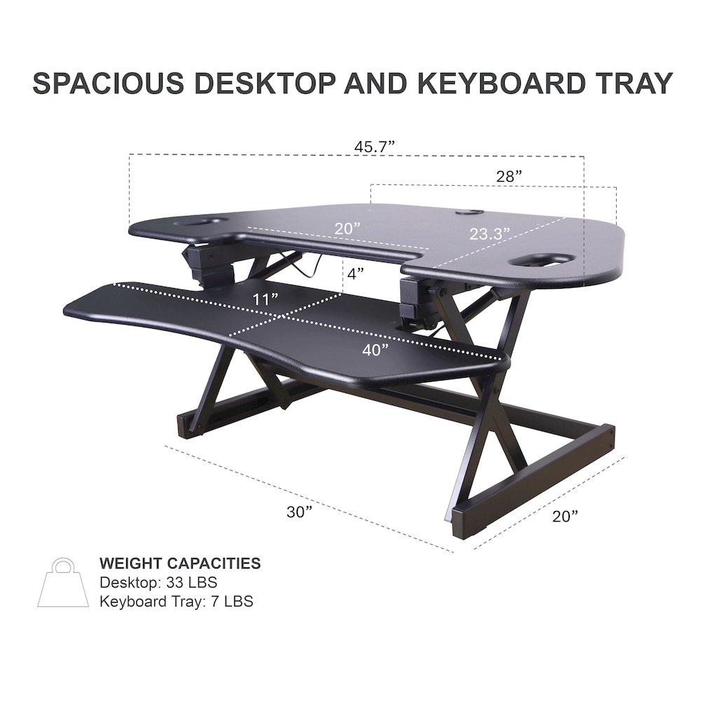 46" Height Adjustable Corner Standing Desk Converter. Picture 3