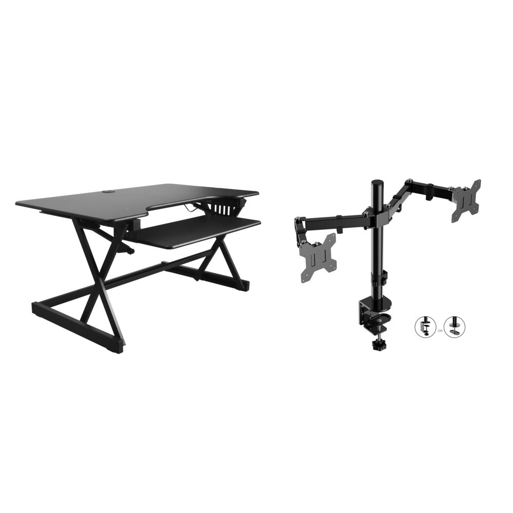 Rocelco 40" Height Adjustable Standing Desk Converter with AC Outlet. Picture 7