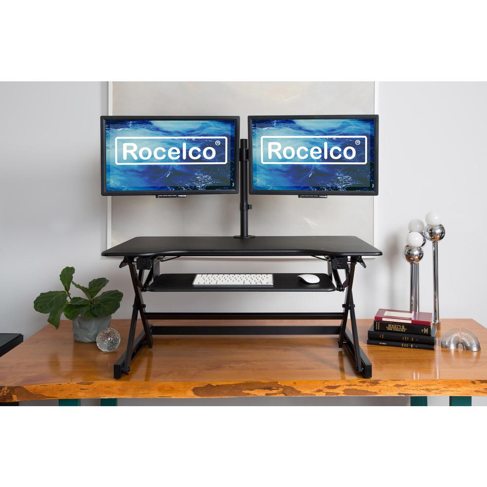 Rocelco 40" Height Adjustable Standing Desk Converter with AC Outlet. Picture 8