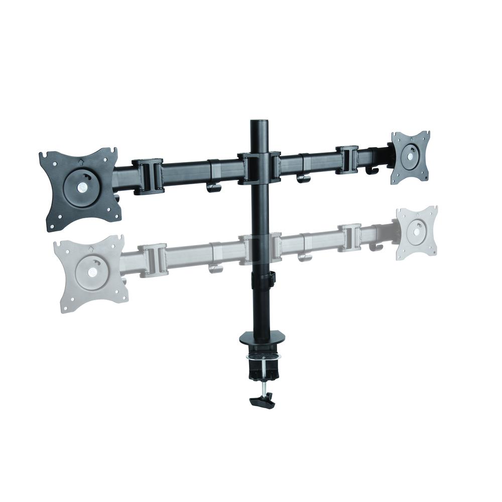 Rocelco Premium Desk Computer Monitor Mount - VESA pattern Fits 13" - 27" LED LCD Dual Flat Screen - Double Articulated Full Motion Adjustable Arm - Grommet and C Clamp - Black (R DM2). Picture 1