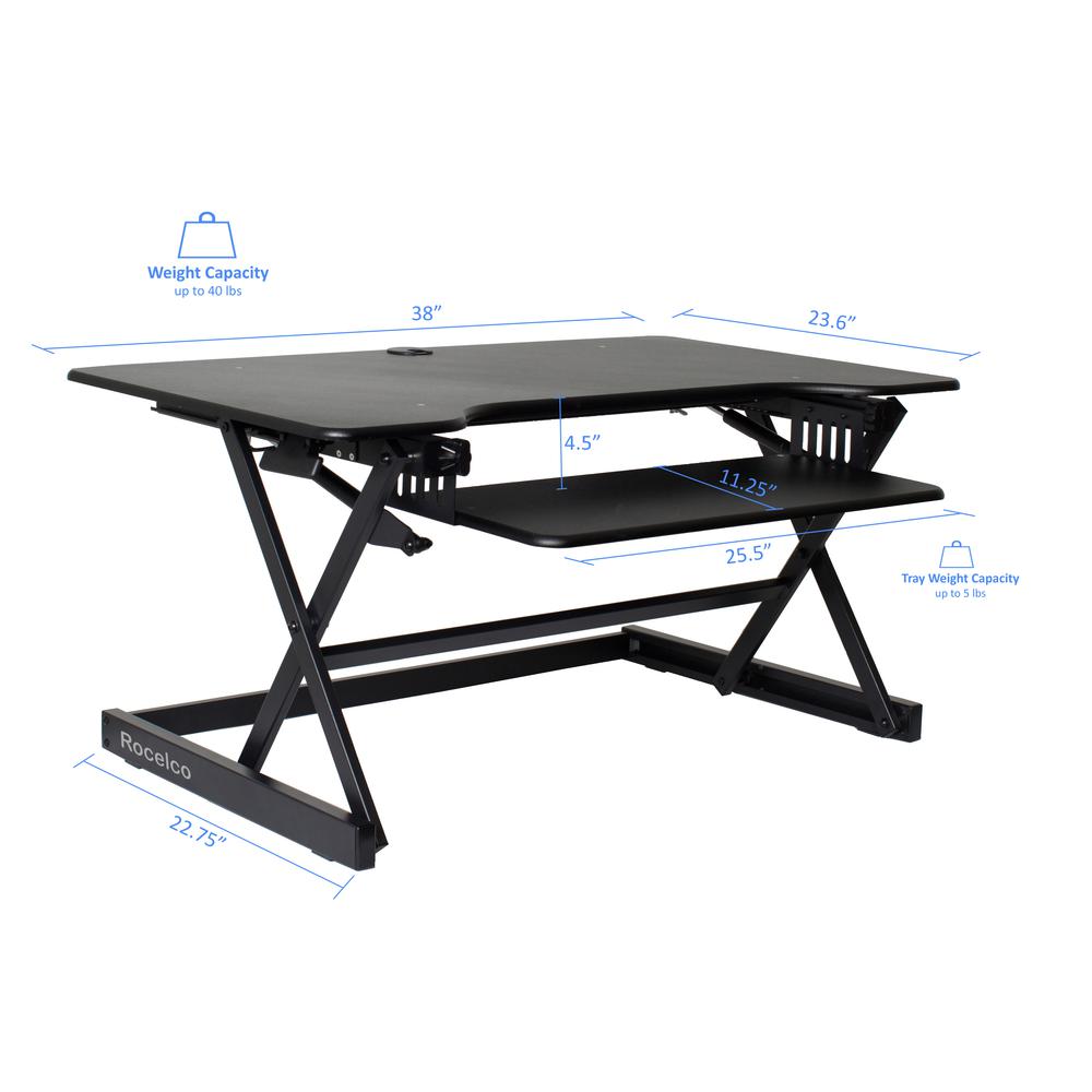 Rocelco 38" Large Height Adjustable Standing Desk. Picture 5