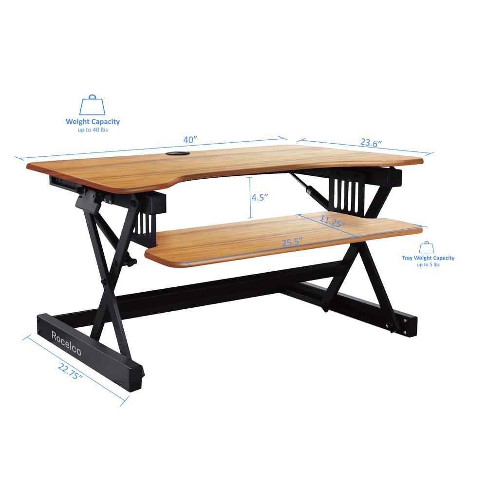 Rocelco 40" Mobile Large Height Adjustable Standing Desk. Picture 6