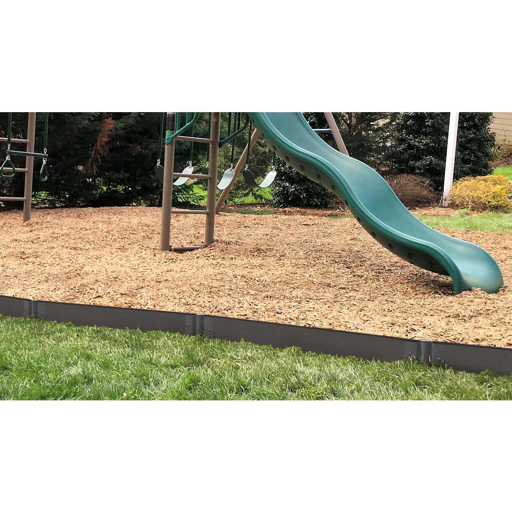 Weathered Wood Straight Playground Border Kit 32' - 2" Profile. Picture 1