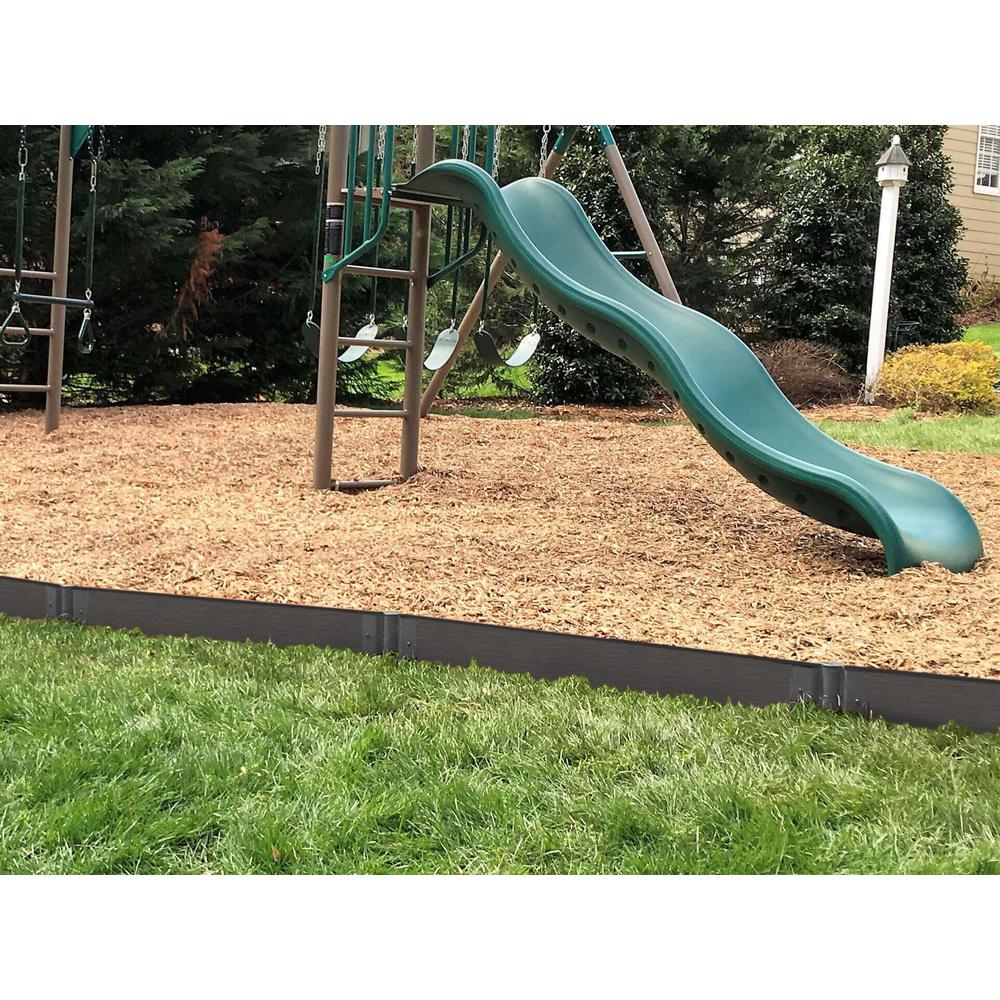 Weathered Wood Straight Playground Border Kit 64' - 2" Profile. Picture 1