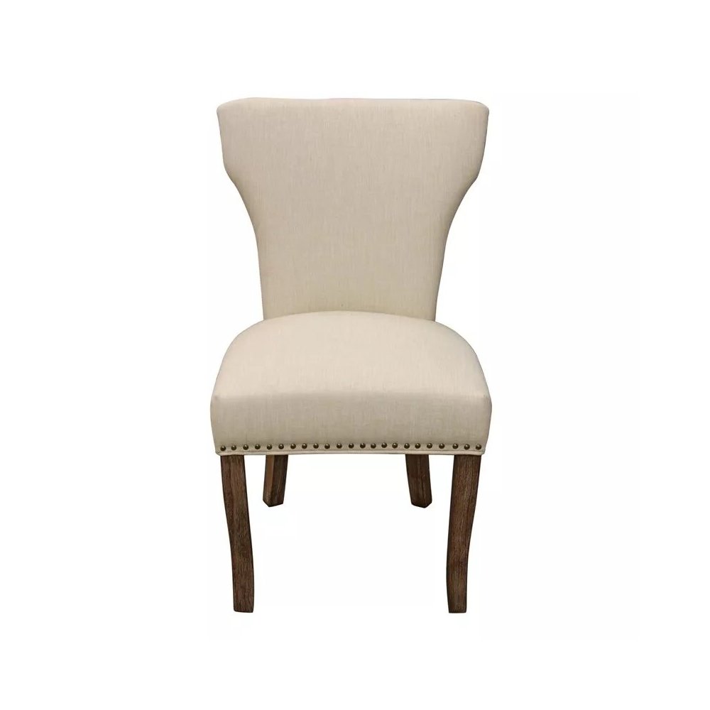 Transitional Jill Side Chair In Ivory Weave Fabric 2-Piece Set. Picture 2
