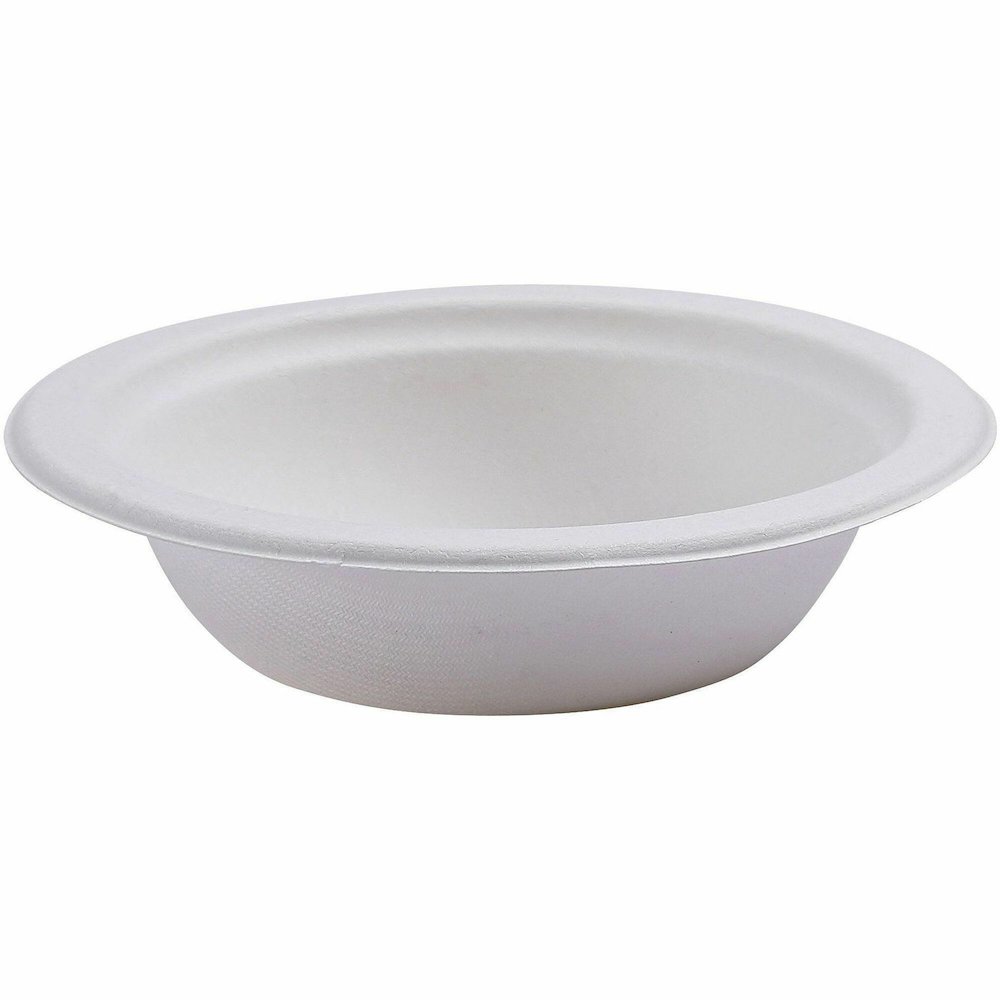 Eco-Products Vanguard 12 oz Sugarcane Bowls - Breakroom - Disposable - Microwave Safe - White - Sugarcane Fiber Body - 1000 / Carton. Picture 1