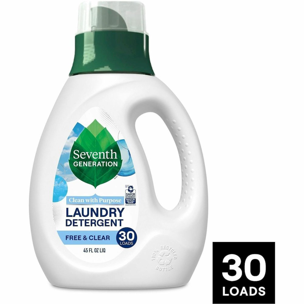 Seventh Generation Natural Laundry Detergent - 45 fl oz (1.4 quart) - Hypoallergenic, Non-irritating, Bio-based, Kosher - White, Green, Blue - 1 Each. Picture 1