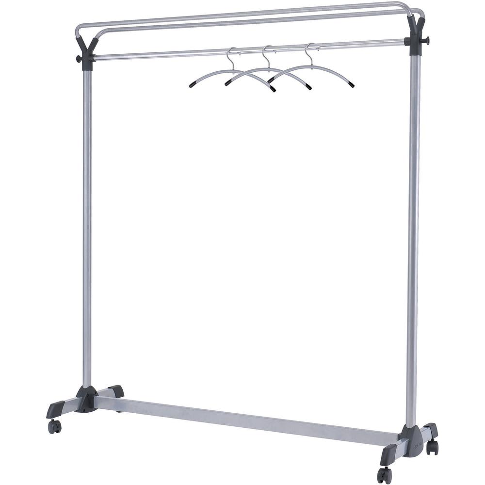 Alba Upper Shelf Double-sided Garment Rack - 50 x Coat - 66.9" Height x 19.7" Width59.1" Length%Floor - Caster, Sturdy - Silver - Steel, Plastic - 1 Each. Picture 1
