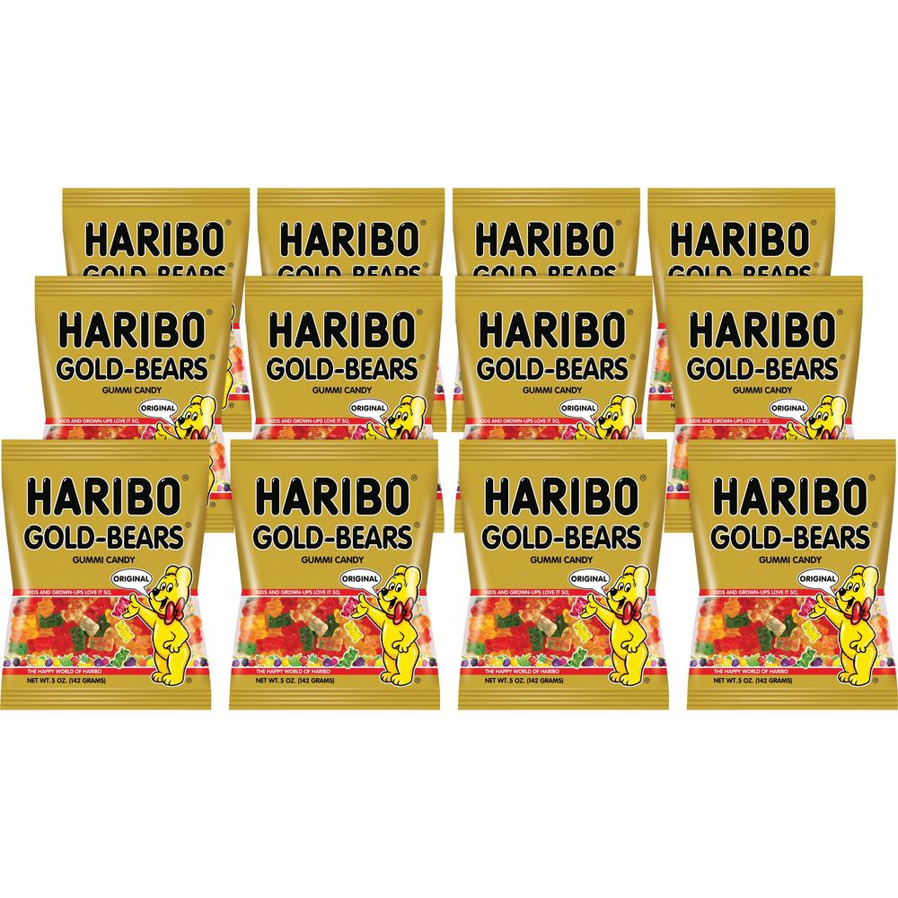 HARIBO Gold-Bears Gummi Candy - Lemon, Orange, Pineapple, Raspberry, Strawberry - 0.50 oz - 12 / Carton. Picture 1