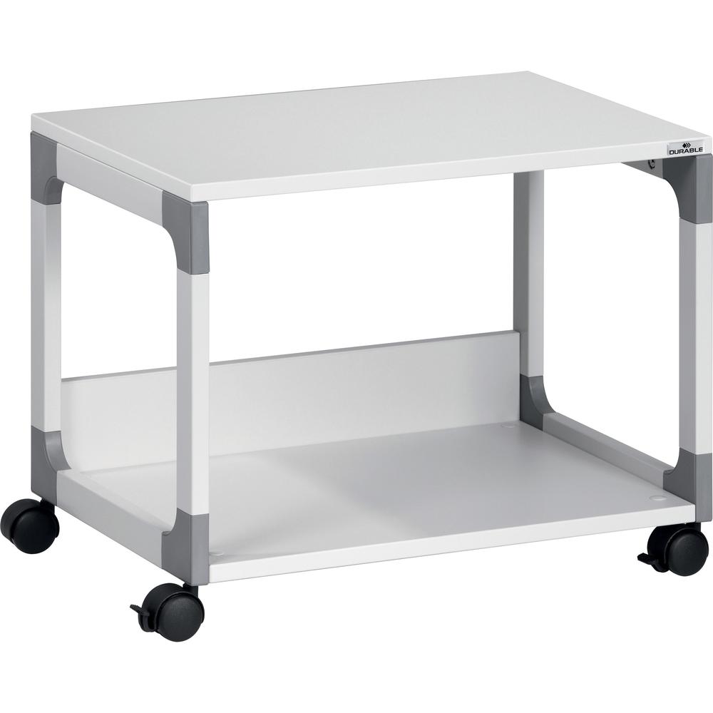 DURABLE System 48 Multifunction Trolley - 2 Shelf - 4 Casters - Plastic, Melamine Faced Chipboard (MFC), Steel - 23.62" Width x 17.01" Depth x 18.78" Height - Metal Frame - Gray - 1 Each. Picture 1