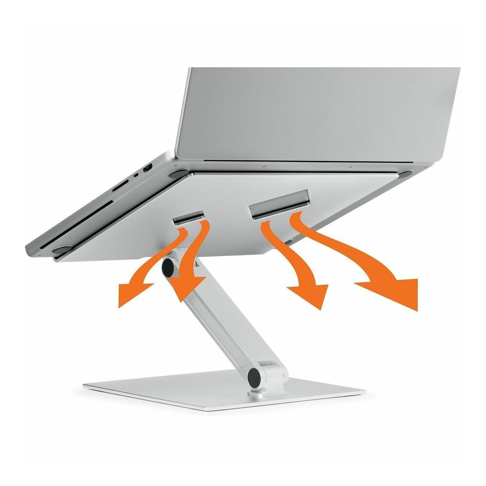 DURABLE Laptop Stand Rise - Up to 17" Screen Support - 11.02 lb Load Capacity - 12.60" Height x 9.06" Width x 11.02" Depth - Desktop, Tabletop - Aluminum - Silver - For Notebook, Monitor, Tablet - Fol. Picture 2