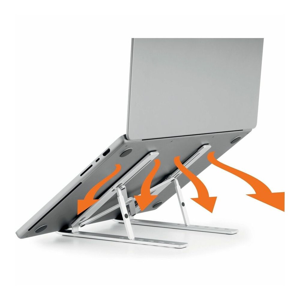 DURABLE Laptop Stand Fold - Upto 15" Screen Size Notebook Support - Aluminum - Silver. Picture 2