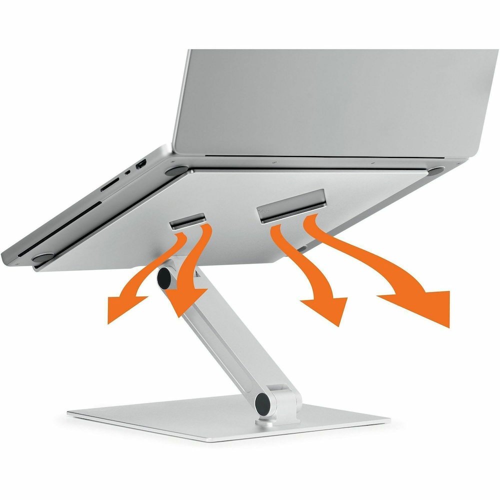 DURABLE Laptop Stand Rise - Up to 17" Screen Support - 11.02 lb Load Capacity - 12.60" Height x 9.06" Width x 11.02" Depth - Desktop, Tabletop - Aluminum - Silver - For Notebook, Monitor, Tablet - Fol. Picture 3