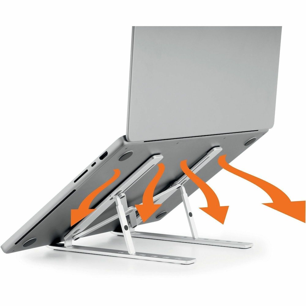 DURABLE Laptop Stand Fold - Upto 15" Screen Size Notebook Support - Aluminum - Silver. Picture 3