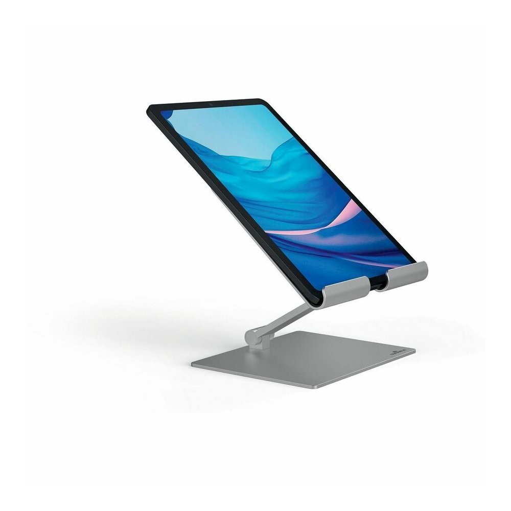 DURABLE Tablet Stand Rise - Up to 13" Screen Support - 2.20 lb Load Capacity - 8.07" Height x 6.69" Width x 5.39" Depth - Tabletop - Anodized Aluminium - Aluminum - Silver - For Smartphone, Tablet - F. Picture 2