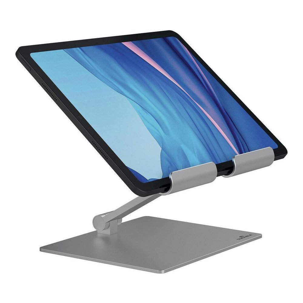 DURABLE Tablet Stand Rise - Up to 13" Screen Support - 2.20 lb Load Capacity - 8.07" Height x 6.69" Width x 5.39" Depth - Tabletop - Anodized Aluminium - Aluminum - Silver - For Smartphone, Tablet - F. Picture 3