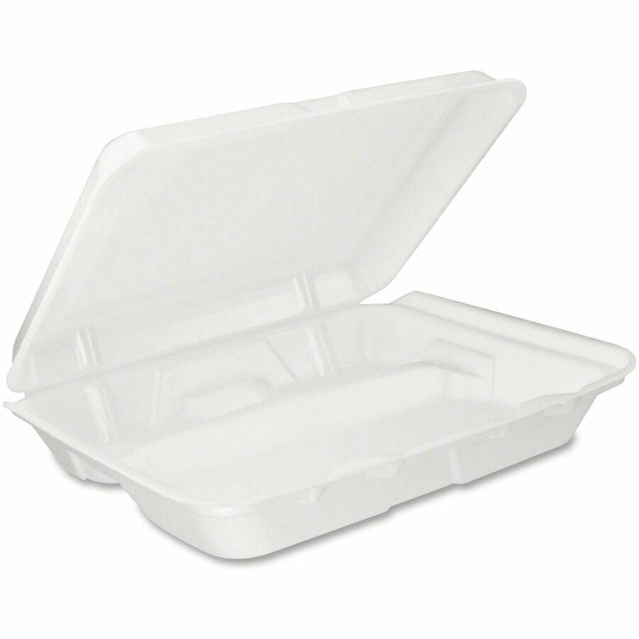 Dart 9-1/2" Triple-Compartment Foam Containers - 100.0 / Pack - White - Foam Body - 2 / Carton. Picture 4