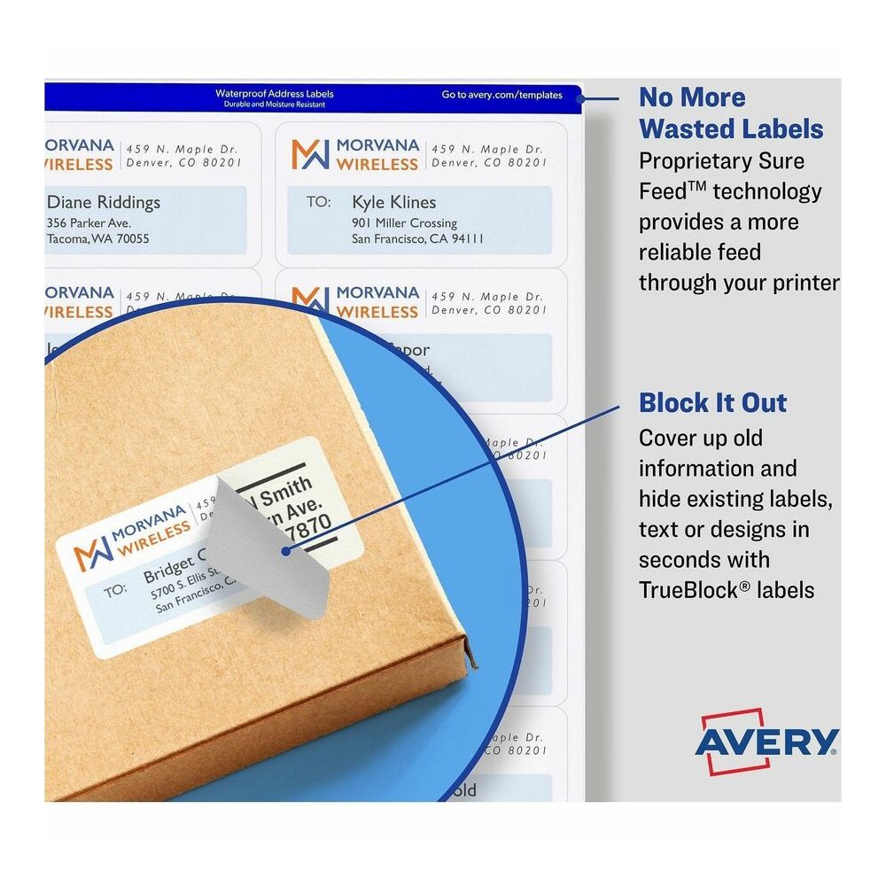 Avery&reg; Printable Shipping Labels, 2.5" x 4" , 800 Labels (5817) - x 2 1/2" Width x 4" Length - Permanent Adhesive - Rectangle - Laser - Matte - White - Paper - 8 / Sheet - 100 Total Sheets - 800 T. Picture 3