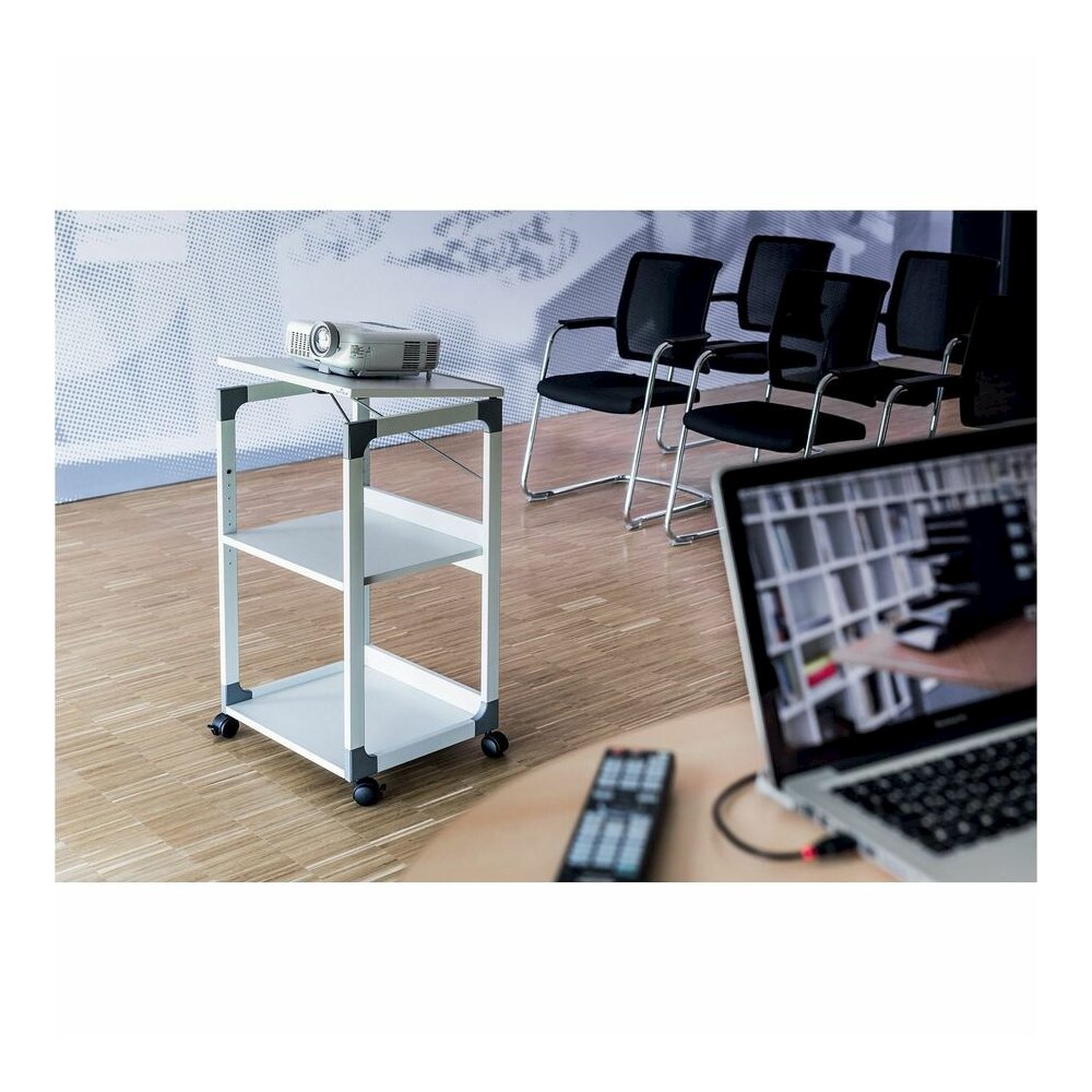 DURABLE System Overhead/Beamer Trolley - 3 x Shelf(ves) - 34.72" Height x 20" Width x 17.01" Depth - Metal, Steel, Resin, Fiberglass, Plastic - Gray - Rotate, Durable, Tilt, Adjustable Shelf, Sturdy. Picture 2