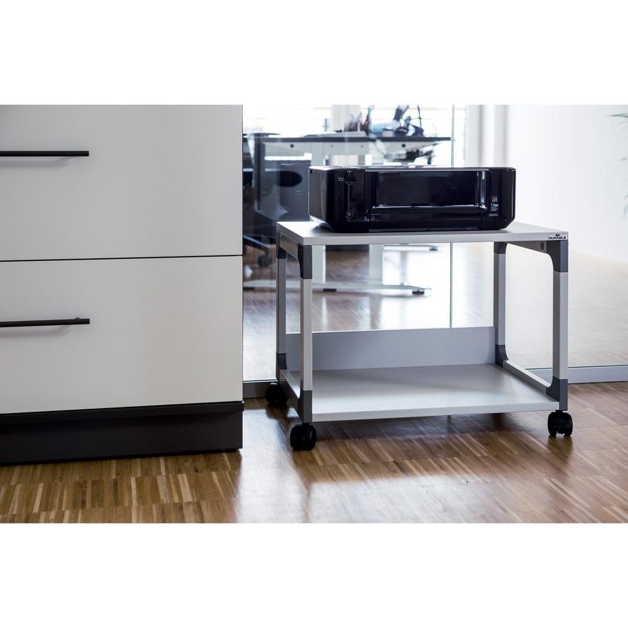DURABLE System 48 Multifunction Trolley - 2 Shelf - 4 Casters - Plastic, Melamine Faced Chipboard (MFC), Steel - 23.62" Width x 17.01" Depth x 18.78" Height - Metal Frame - Gray - 1 Each. Picture 7