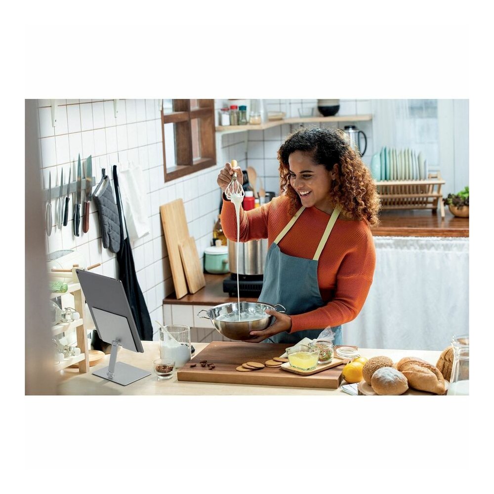 DURABLE Tablet Stand Rise - Up to 13" Screen Support - 2.20 lb Load Capacity - 8.07" Height x 6.69" Width x 5.39" Depth - Tabletop - Anodized Aluminium - Aluminum - Silver - For Smartphone, Tablet - F. Picture 5